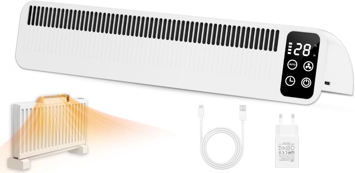 Heizkörper Ventilator, Wiederaufladbar Heizungslüfter 2 Modi, Smart Heizverstärker mit 3 Geschwindigkeitsstufen & Zeitfunktion, Magnetische Heizungsventilator für Meisten Heizkörper