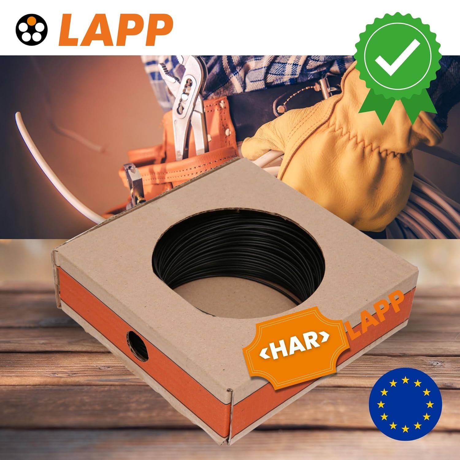 100 Meter Lapp 4520011 H07V-K 1,5 mm² schwarz I Verdrahtungsleitung I Aderleitung flexibel I PVC Einzelader I Litze 1,5mm2 I Verdrahtung