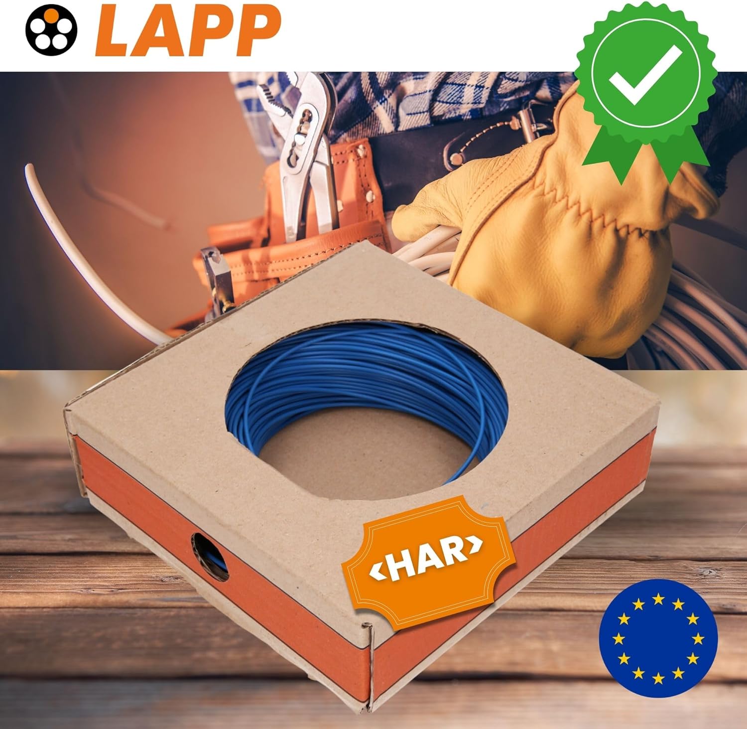Lapp 100 Meter 4520021 H07V-K 1,5 mm² blau Verdrahtungsleitung I Aderleitung flexibel I Litze 1,5mm2 I Verdrahtung feindrätig I Einzelleitung Zählerschrank I Kabel eindrähtig für Schaltschrank