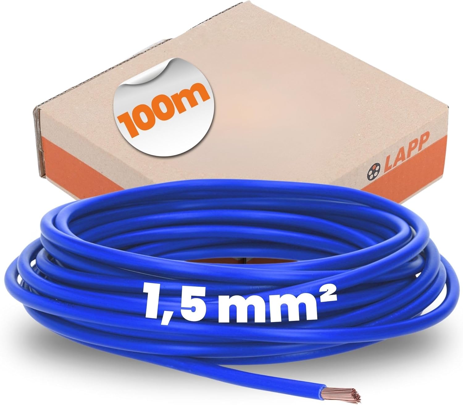 Lapp 100 Meter 4520141 H07V-K 1,5 mm² dunkelblau Verdrahtungsleitung I Aderleitung flexibel I Litze 1,5mm2 I Verdrahtung feindrätig I Einzelleitung Zählerschrank I Kabel eindrähtig für Schaltschrank