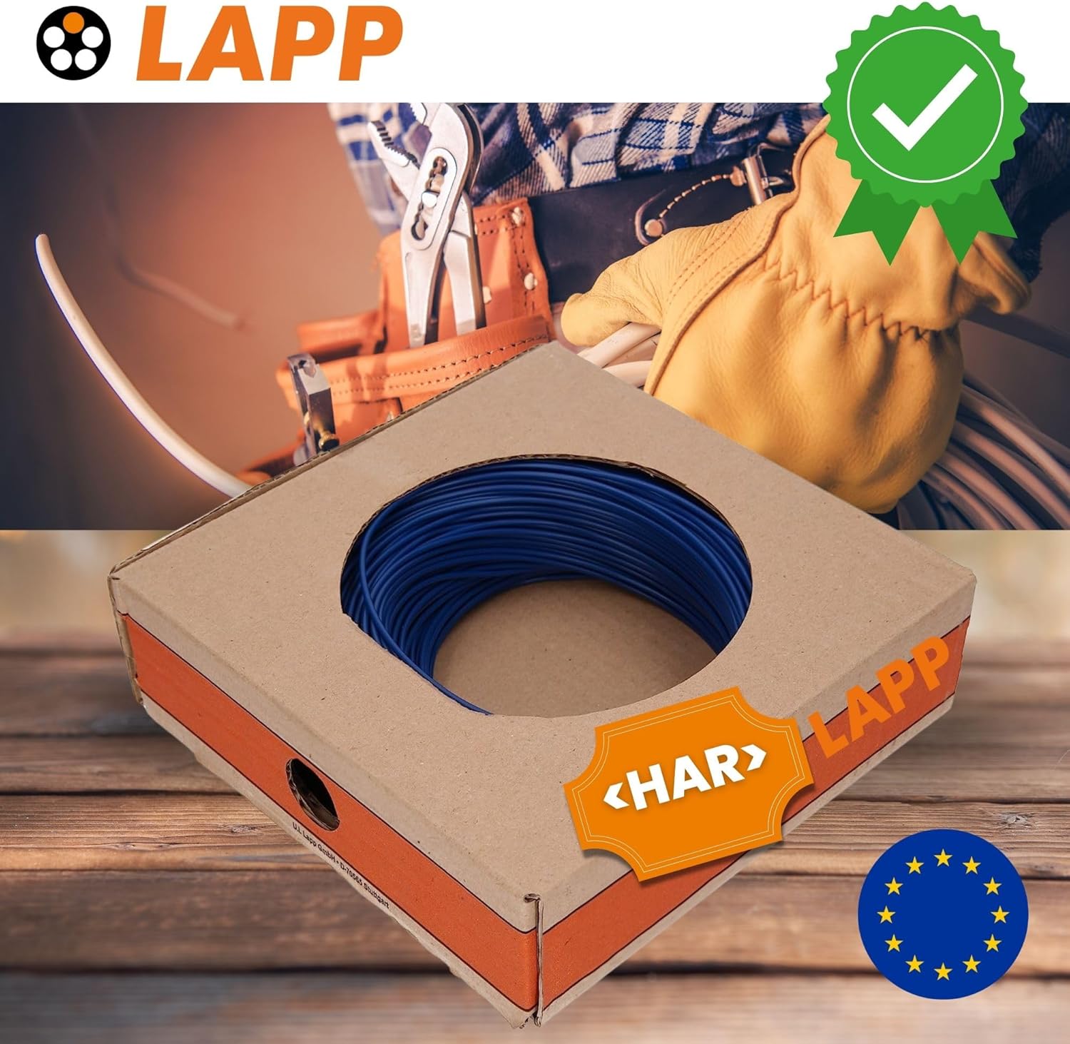 Lapp 100 Meter 4520141 H07V-K 1,5 mm² dunkelblau Verdrahtungsleitung I Aderleitung flexibel I Litze 1,5mm2 I Verdrahtung feindrätig I Einzelleitung Zählerschrank I Kabel eindrähtig für Schaltschrank