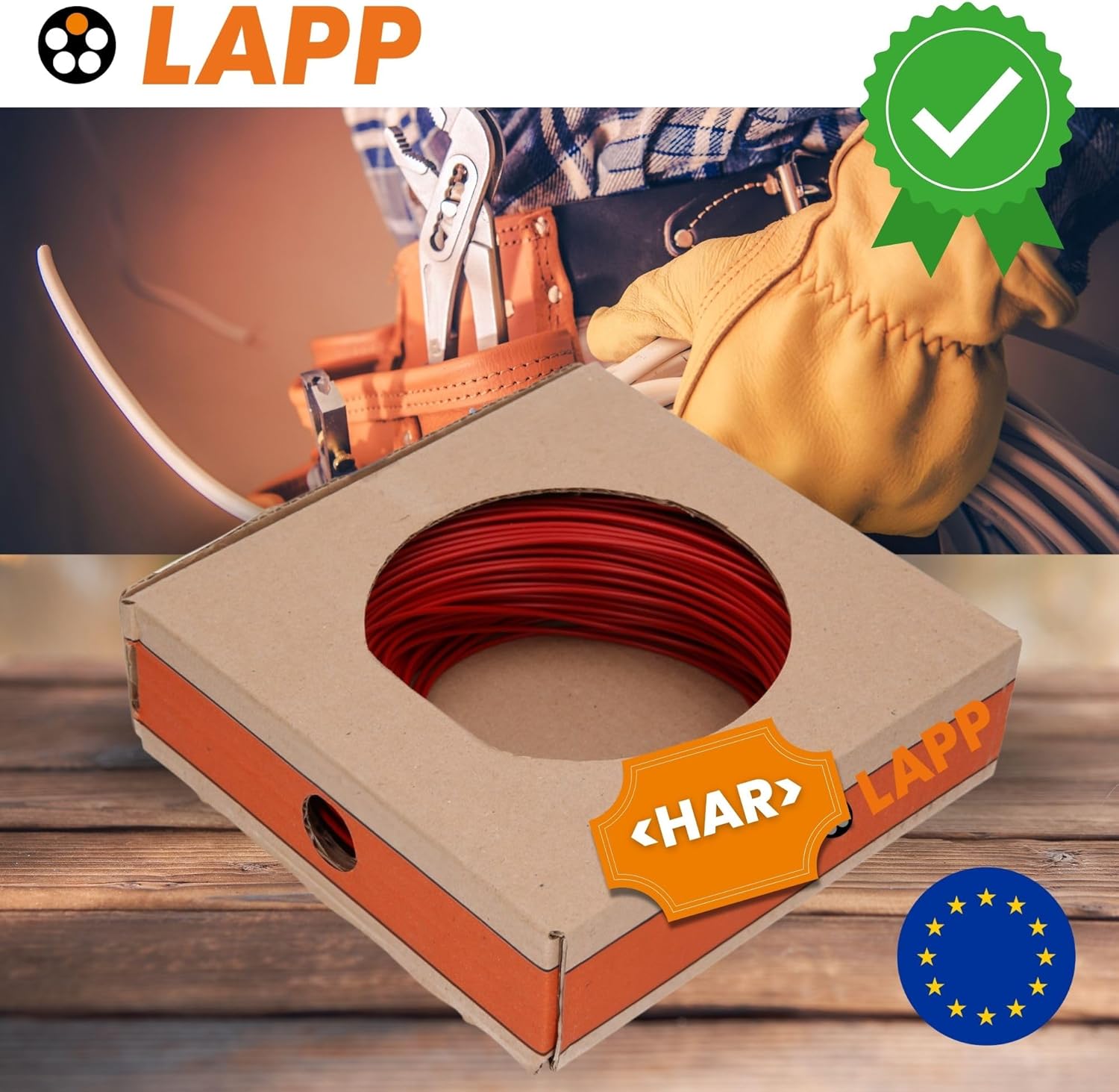 100 Meter Lapp 4520041 H07V-K 1,5 mm² rot I Verdrahtungsleitung I Aderleitung flexibel I PVC Einzelader I Litze 1,5mm2 I Verdrahtung