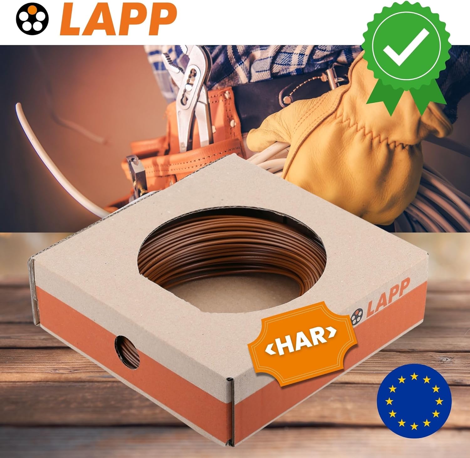 100 Meter Lapp 4520031 H07V-K 1,5 mm² braun I Verdrahtungsleitung I Aderleitung flexibel I PVC Einzelader I Litze 1,5mm2 I Verdrahtung