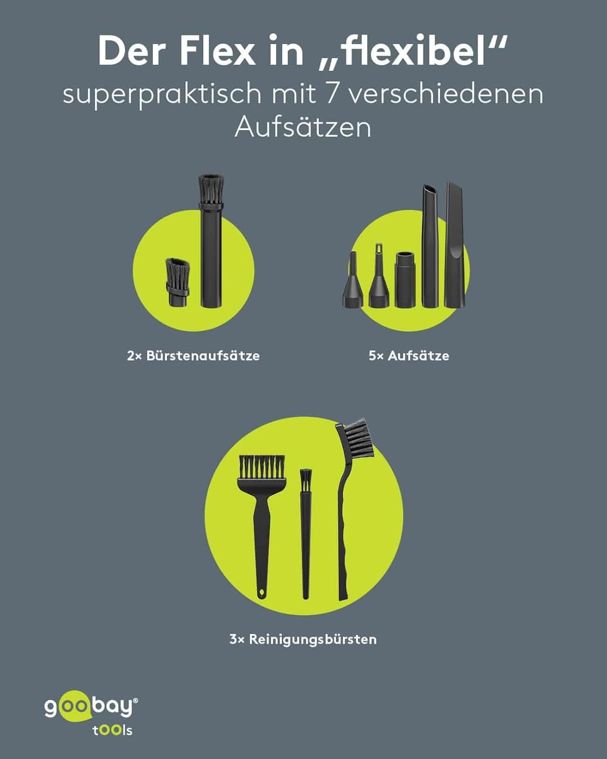 Mini-Staubsauger Superior/Akku-Handstaubsauger für Auto, Haus, Wohnmobil, 120W, 7 Düsen, 3 Bürsten/Ideal für Tastaturen und schwer zugängliche Ecken, Gebläsefunktion
