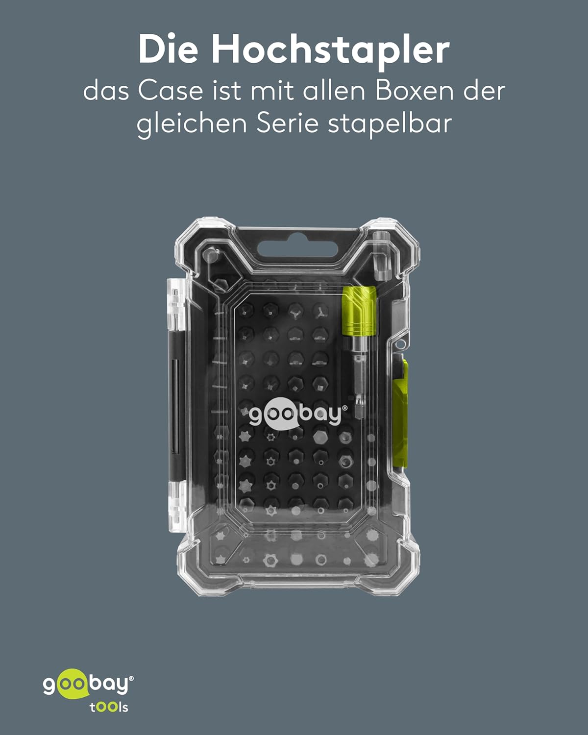 72-tlg. Bithalter-Set mit Quick-Release/Magnetische Bits aus CRV-Stahl/Werkzeug-Set für Heimwerker, Montage & Reparatur/Stapelbare Transportbox