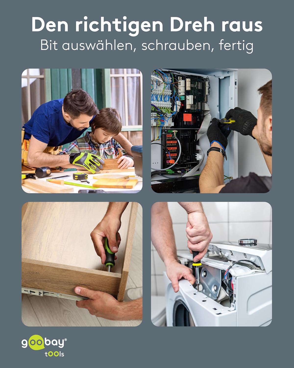 72-tlg. Bithalter-Set mit Quick-Release/Magnetische Bits aus CRV-Stahl/Werkzeug-Set für Heimwerker, Montage & Reparatur/Stapelbare Transportbox