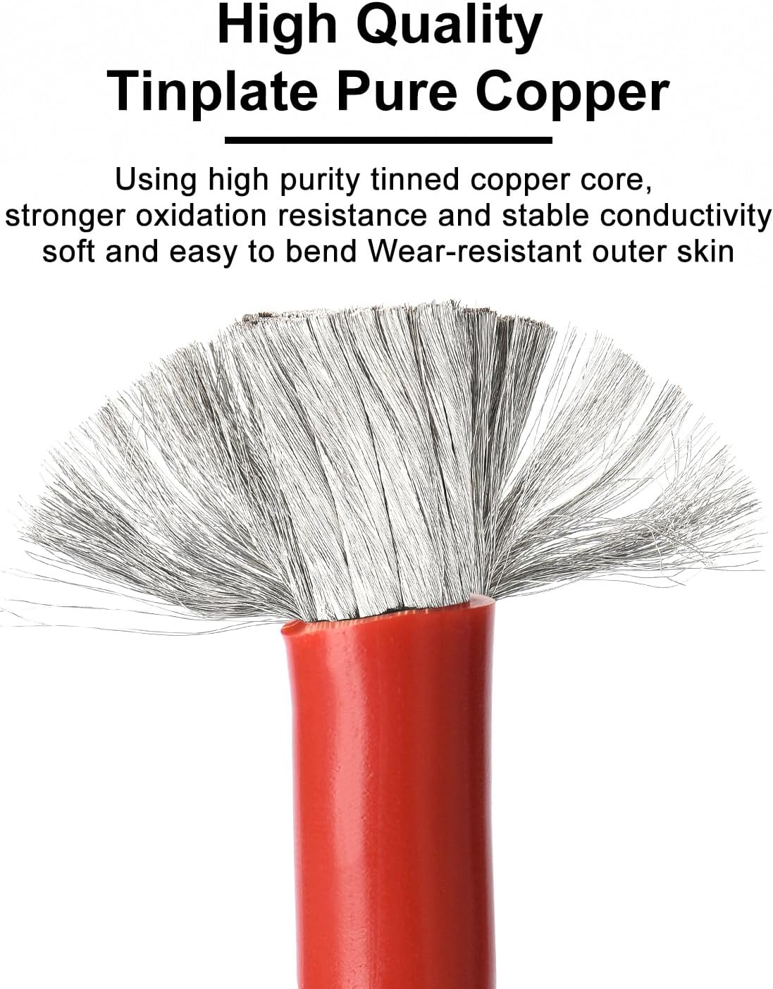 100cm Batteriekabel 25mm² M8 4AWG Silikonkabel Flexibel Hitzebeständiges