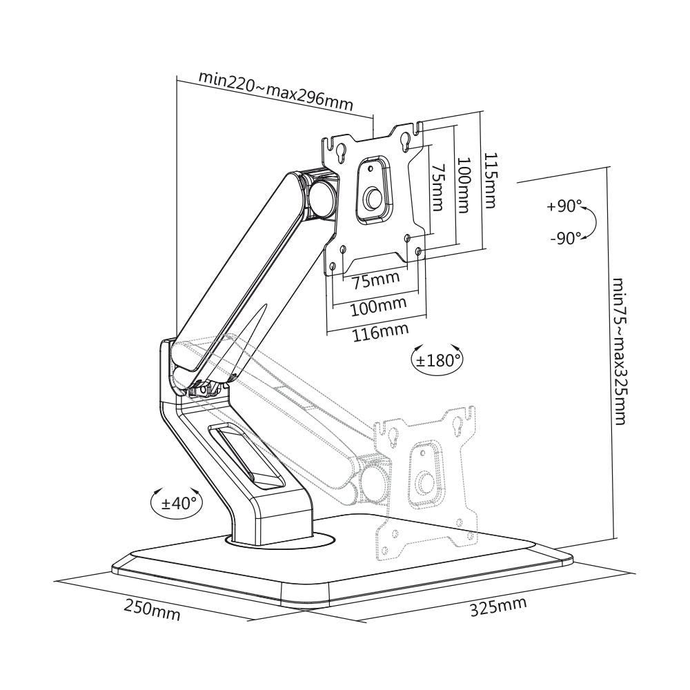 myWall HL17WL Tischhalter Tischständer für Flachbildschirme Monitor 17“ - 32“ (43 - 81 cm), weiß