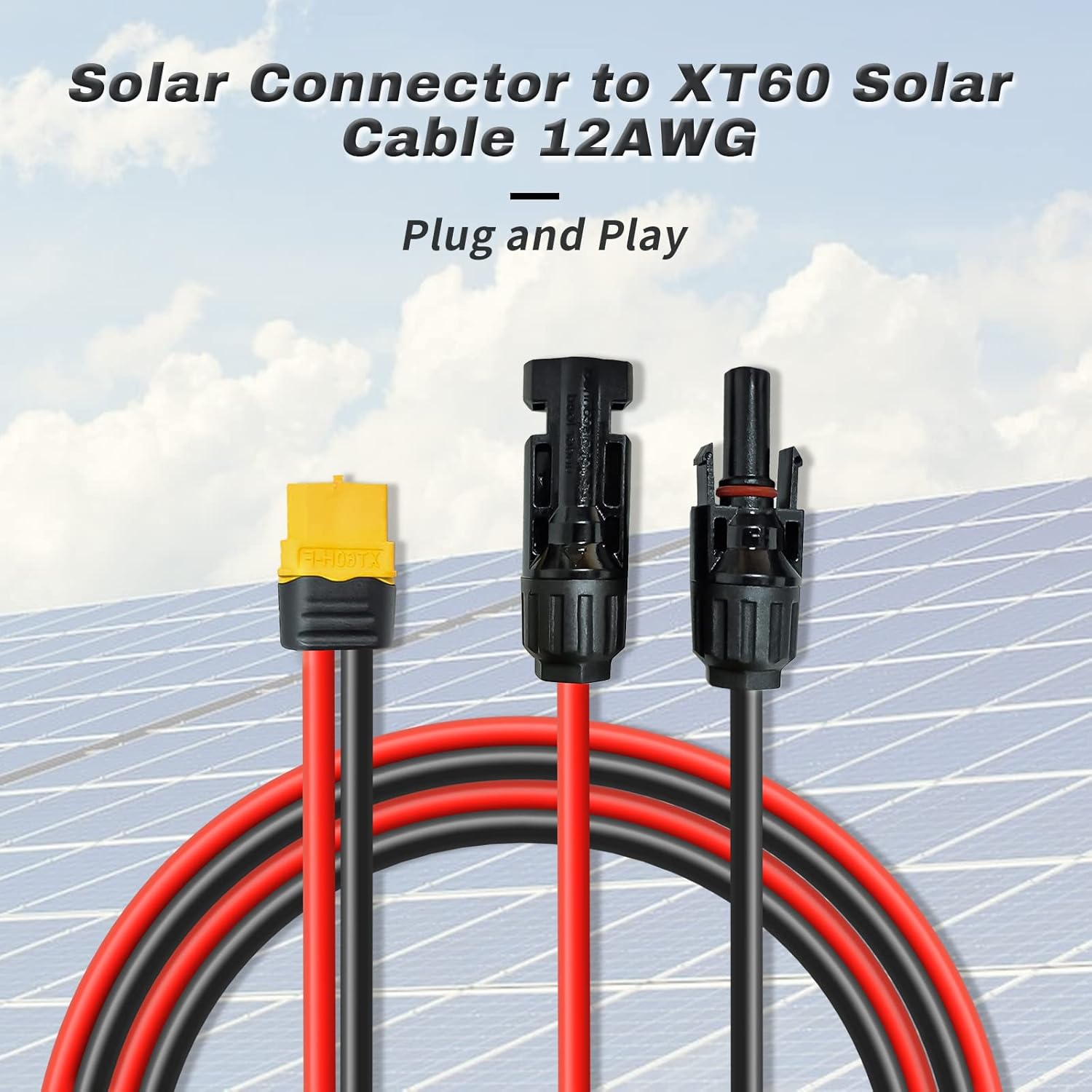 3m Solarladekabel Solarkabel Solarstecker auf XT60 Stecker Solarpanel Adapter Kabel, für EF DELTA 2 und River Pro MAX Powerstation 757 Powerhouse Solar Generator