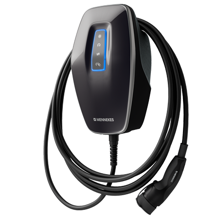 Mennekes Wallbox AMTRON 4You 310, 11 kW für E-Autos und Hybrid - 7,5 m Kabel, RFID-Karte, PV-Funktion - Cover Schwarz