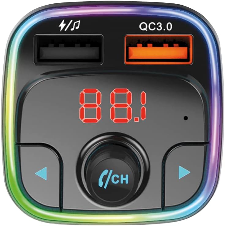 MT1L Bluetooth FM Transmitter Auto, Bluetooth Adapter Transmitter für Auto Radio, Freisprecheinrichtung mit 2 USB Ports, Unterstützt Micro SD, USB-Sticks, Siri Funktion, Schnellladefunktion