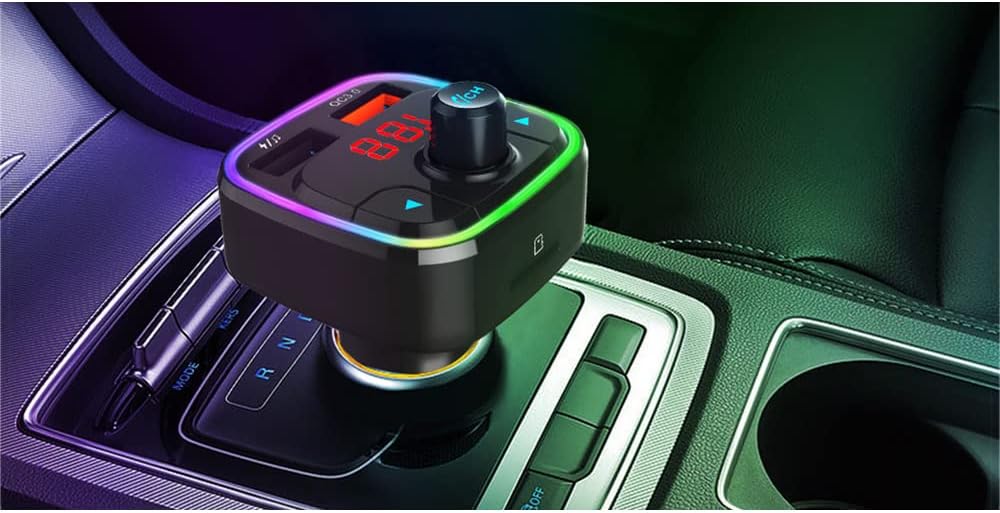 MT1L Bluetooth FM Transmitter Auto, Bluetooth Adapter Transmitter für Auto Radio, Freisprecheinrichtung mit 2 USB Ports, Unterstützt Micro SD, USB-Sticks, Siri Funktion, Schnellladefunktion