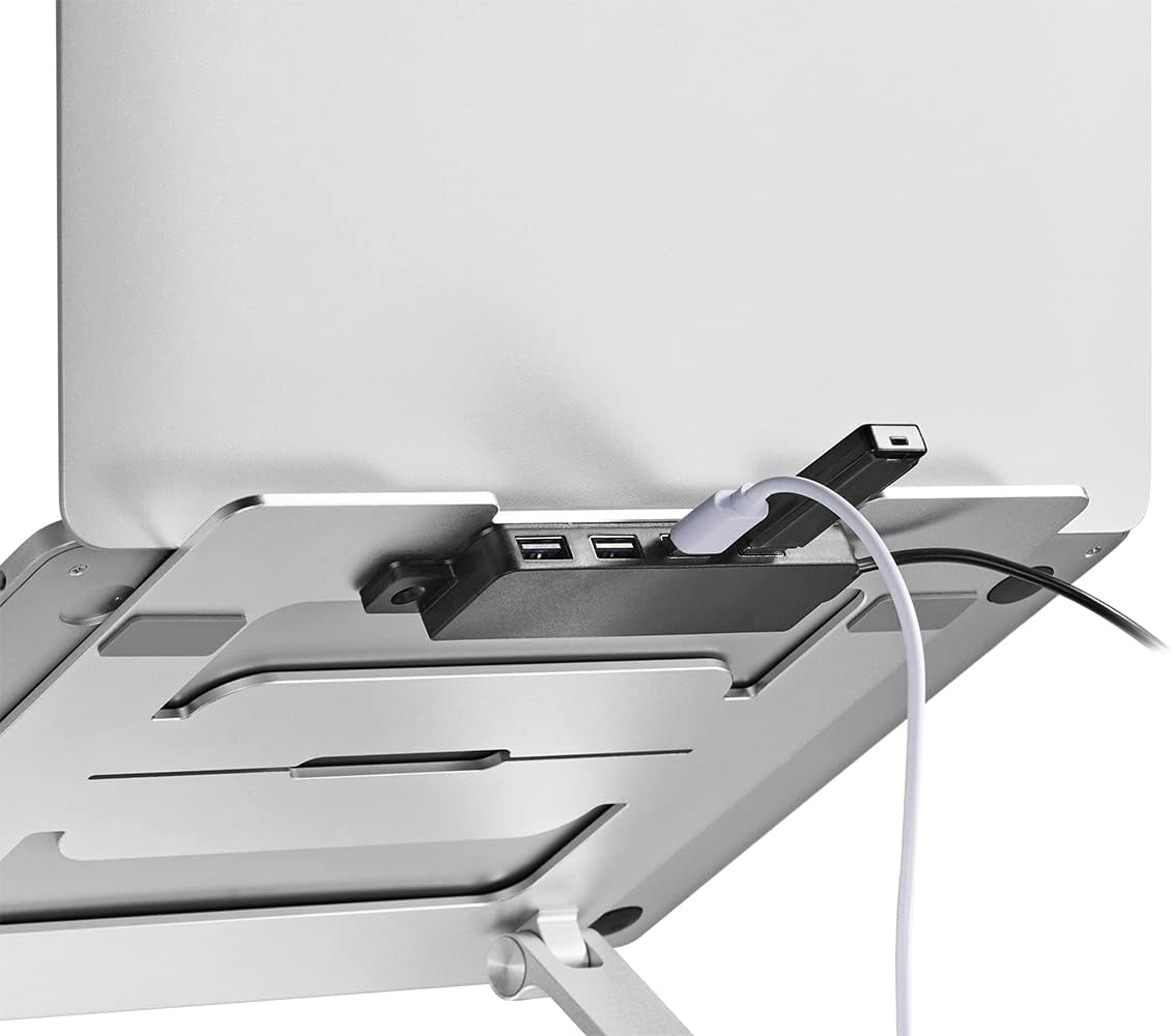 Laptop Ständer HT17L, Ergonomische Laptop-Halterung für den Schreibtisch, Notebook und MacBook Ständer kompatibel für 11-17 Zoll, Belüftet und Zusammenklappbar, Ständer-Halter für Laptop