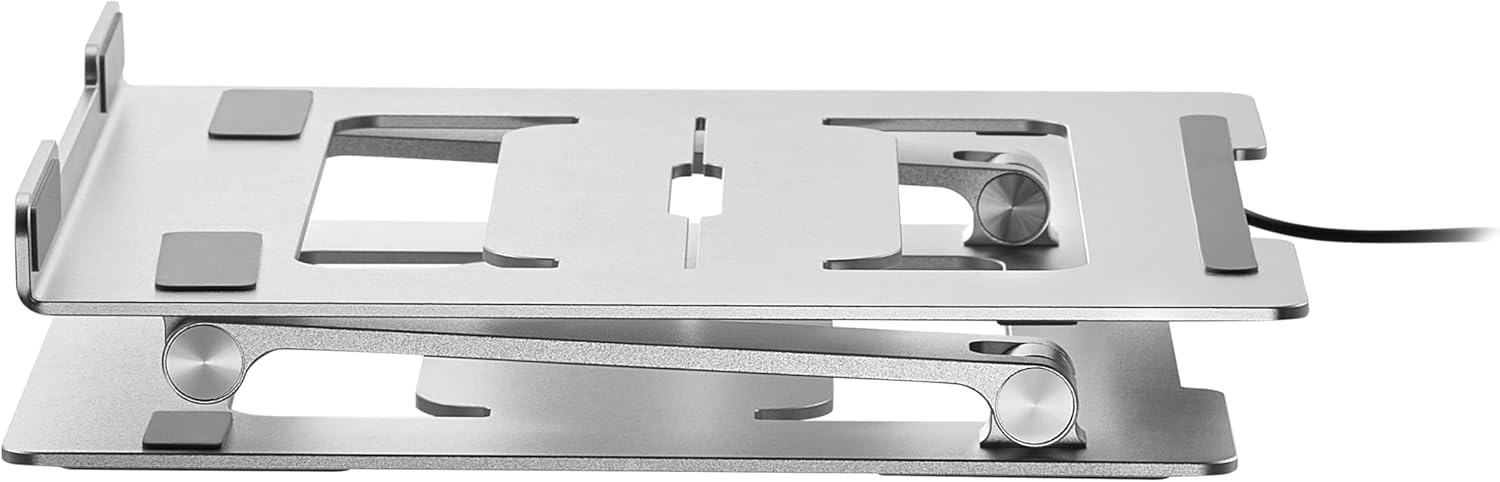 Laptop Ständer HT17L, Ergonomische Laptop-Halterung für den Schreibtisch, Notebook und MacBook Ständer kompatibel für 11-17 Zoll, Belüftet und Zusammenklappbar, Ständer-Halter für Laptop