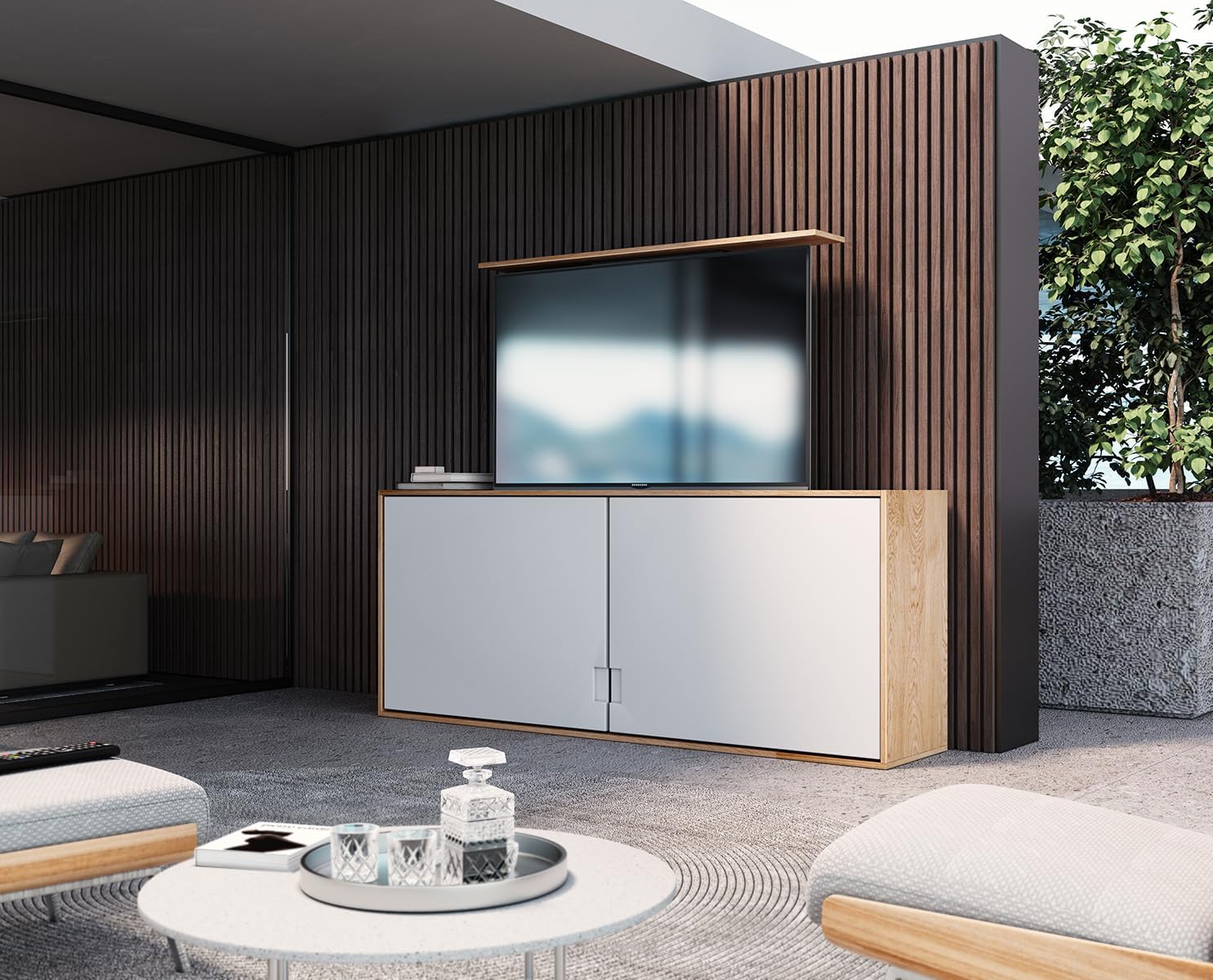 My Wall HP63-2L Motorisierte TV-Lift-Halterung mit Fernbedienung, Höhenverstellbar, für TV 37-80 Zoll (94,0-203 cm)