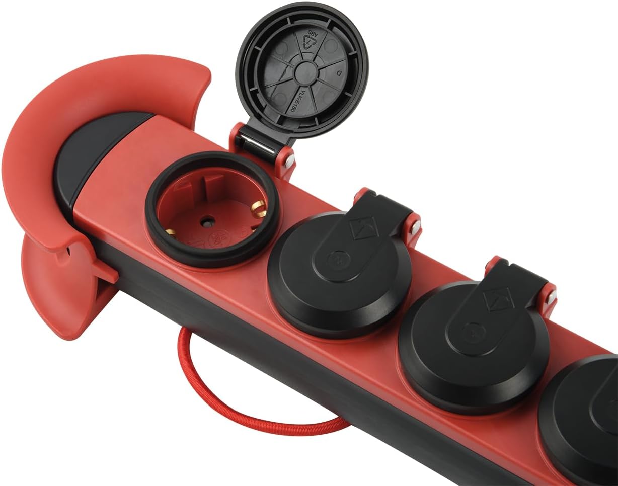 3m Steckdosenleiste für Outdoor Nutzung - NV61-3L, Ideal für Profis, Heimwerker oder beim Camping, IP44, Erhöhter Berührungsschutz, Beleuchteter Schalter, wasserdichte Steckdosenleiste