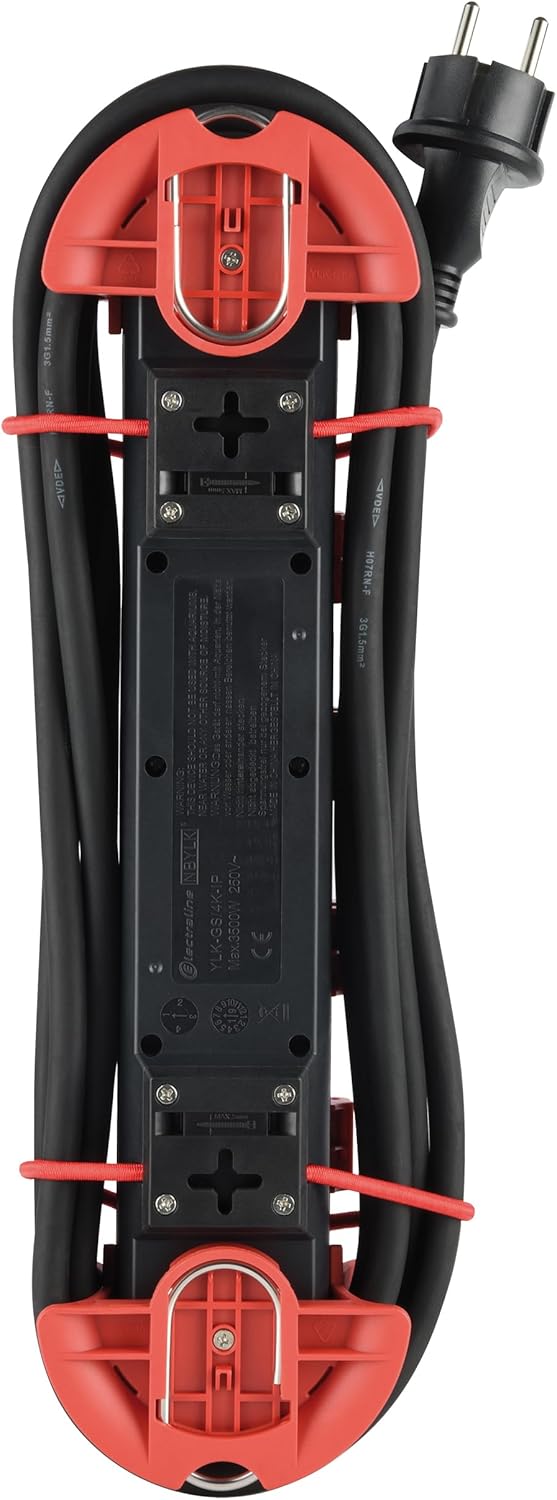 3m Steckdosenleiste für Outdoor Nutzung - NV61-3L, Ideal für Profis, Heimwerker oder beim Camping, IP44, Erhöhter Berührungsschutz, Beleuchteter Schalter, wasserdichte Steckdosenleiste