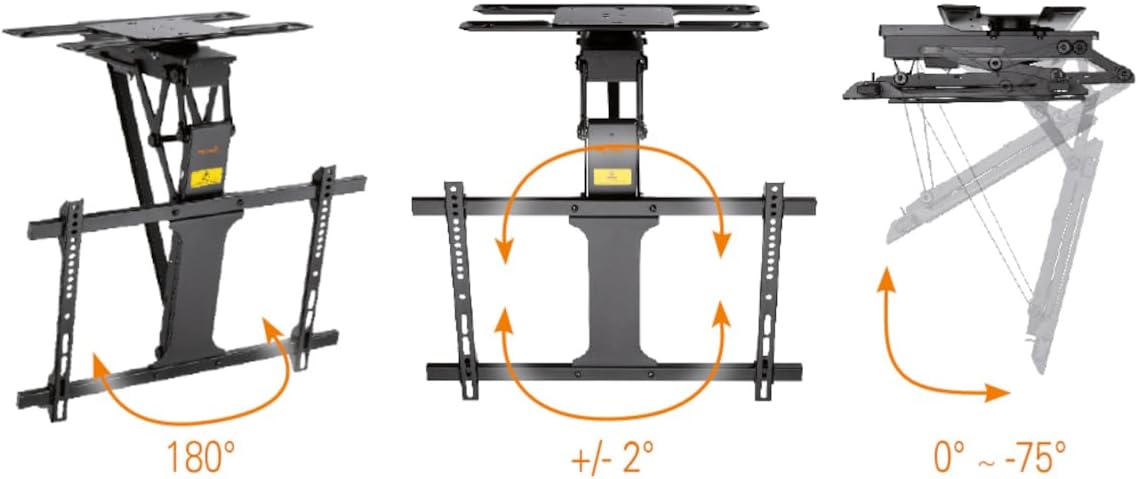 My Wall TV-Deckenhalterung HL47ML Motorisiert&Klappbar für Flachbildschirme mit Smart Home Steuerung für 32-75 Zoll, Belastung bis 35 kg mit 180° Drehfunktion