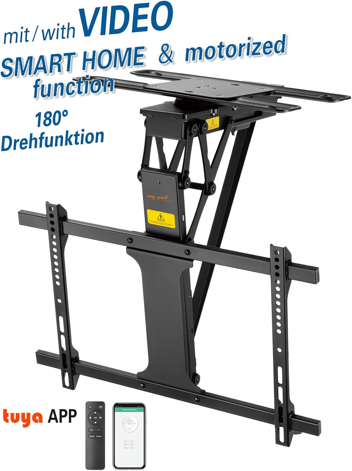 My Wall TV-Deckenhalterung HL47ML Motorisiert&Klappbar für Flachbildschirme mit Smart Home Steuerung für 32-75 Zoll, Belastung bis 35 kg mit 180° Drehfunktion