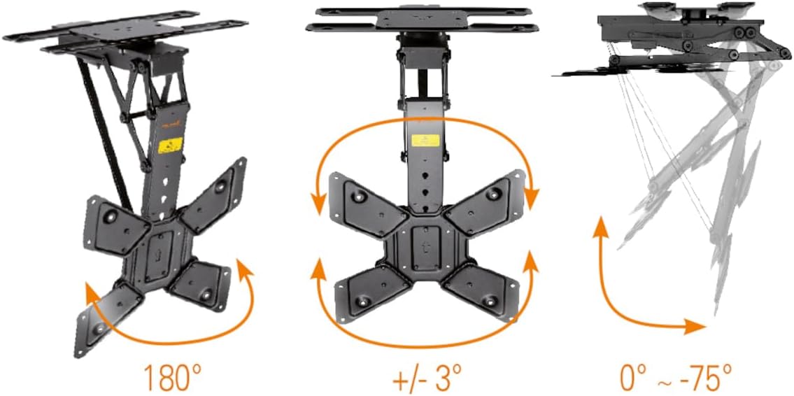 Mywall TV-Deckenhalterung HL46ML Motorisiert&Klappbar für Flachbildschirme mit Smart Home Steuerung für 23-65 Zoll, Belastung bis 30 kg mit 180° Drehfunktion