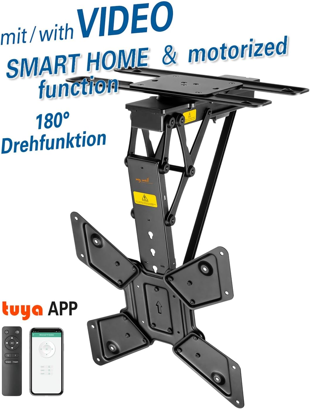 Mywall TV-Deckenhalterung HL46ML Motorisiert&Klappbar für Flachbildschirme mit Smart Home Steuerung für 23-65 Zoll, Belastung bis 30 kg mit 180° Drehfunktion