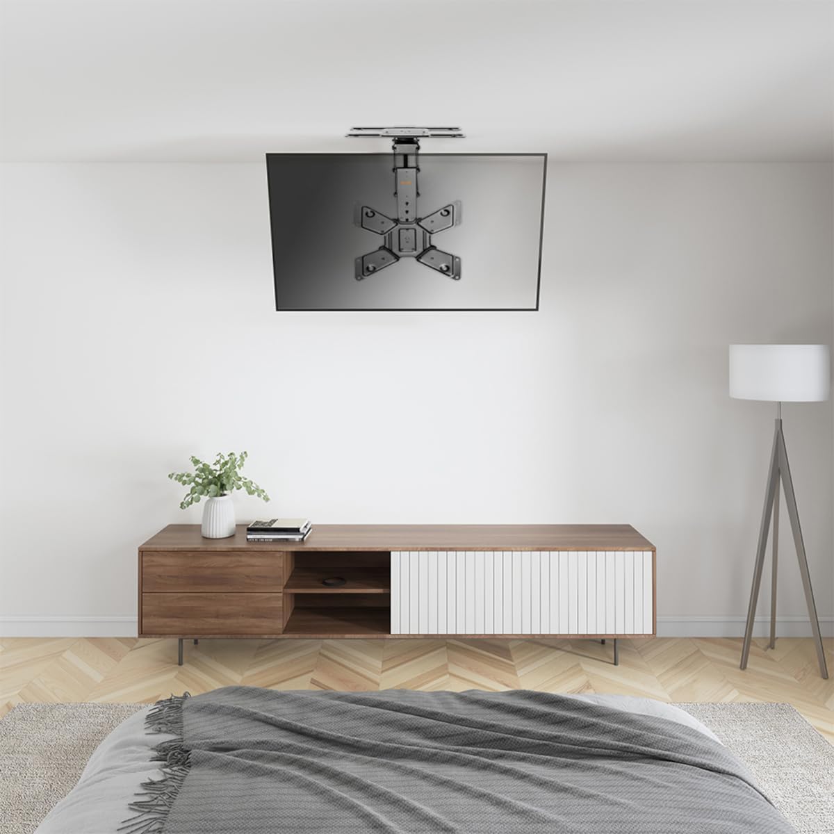 Mywall TV-Deckenhalterung HL46ML Motorisiert&Klappbar für Flachbildschirme mit Smart Home Steuerung für 23-65 Zoll, Belastung bis 30 kg mit 180° Drehfunktion