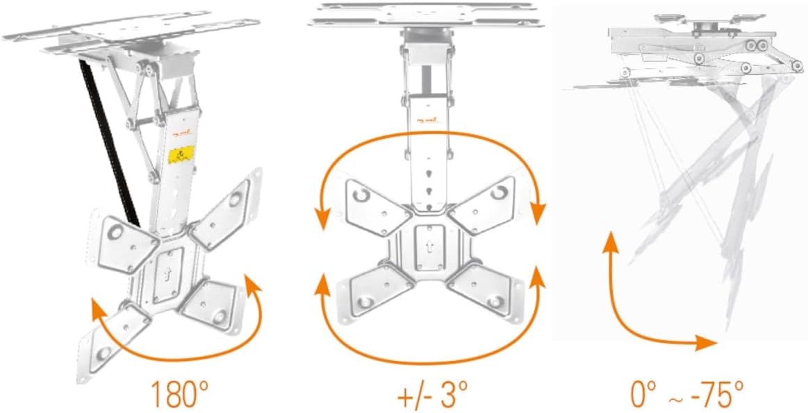 Mywall TV-Deckenhalterung HL46MWL Motorisiert&Klappbar für Flachbildschirme mit Smart Home Steuerung für 23-65 Zoll, Belastung bis 30 kg mit 180° Drehfunktion