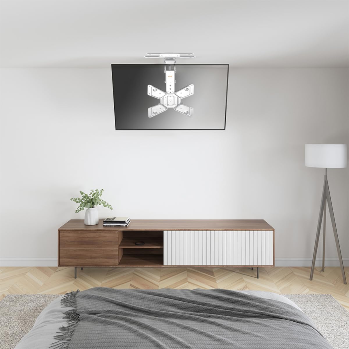 Mywall TV-Deckenhalterung HL46MWL Motorisiert&Klappbar für Flachbildschirme mit Smart Home Steuerung für 23-65 Zoll, Belastung bis 30 kg mit 180° Drehfunktion
