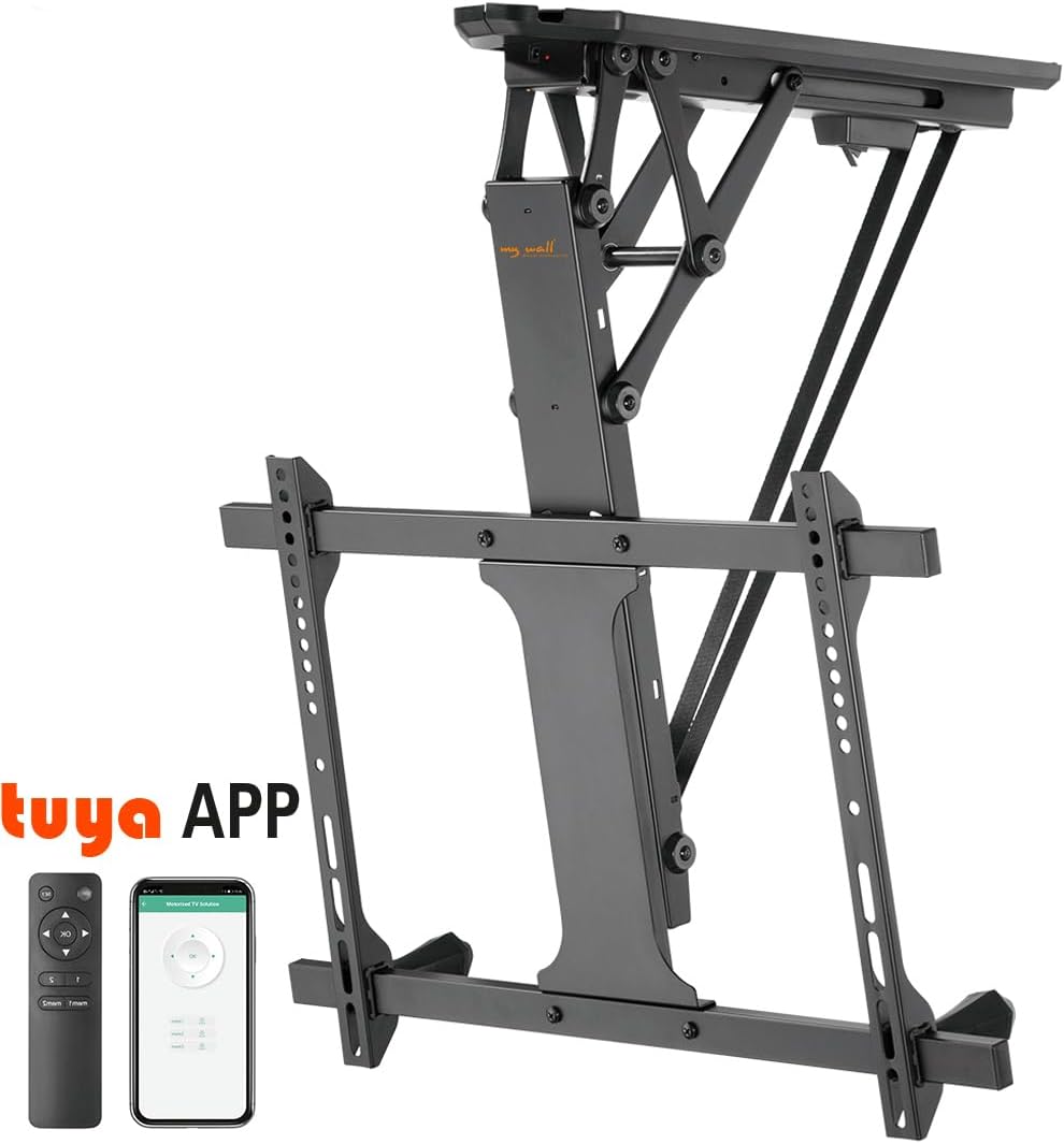 mywall HL44ML Motorisierter & klappbarer Smart Home Deckenhalterung für Fernseher für Bildschirmgrößen 32“ - 70“ (81-176 cm), Belastung bis 35 kg, mit Funk-Fernbedienung, mit Smart Home Funktion