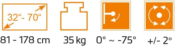 Smart Home Deckenhalterung für Fernseher für Bildschirmgrößen 32“ - 70“ (81-176 cm), Belastung bis 35 kg, mit Funk-Fernbedienung, mit Smart Home Funktion