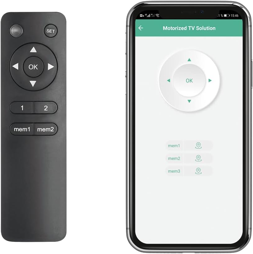 myWall Smart Home Deckenhalterung für Fernseher 23 Zoll bis 55 Zoll (58-140 cm), bis 35 kg, mit Funk-Fernbedienung, Smart Home Funktion, motorisiert