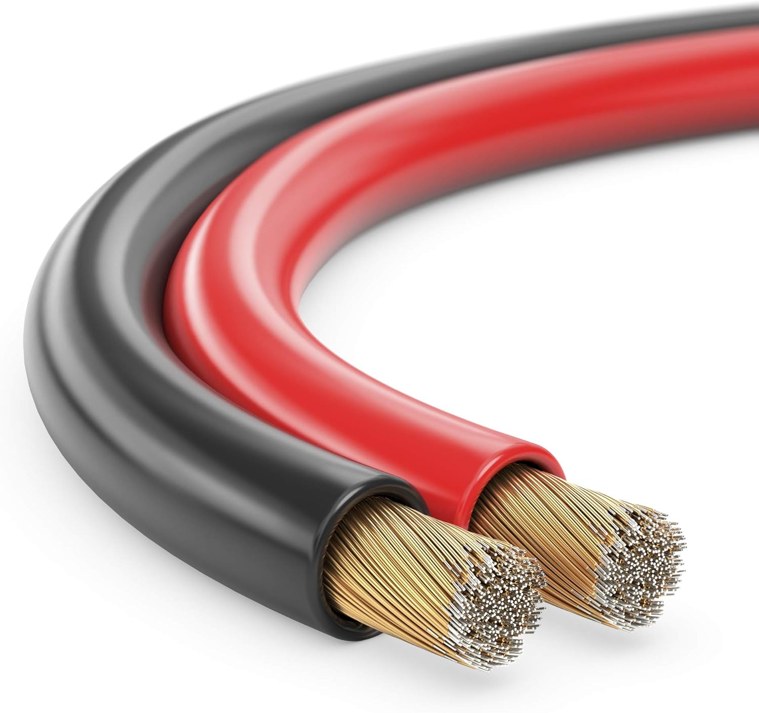 MANAX Lautsprecherkabel rot / schwarz 2x 1,50mm² – 100 Meter Spule | CCA-Kupfer Boxenkabel für klaren Sound bei HiFi, Heimkino und Car-HiFi mit Polaritätskennzeichnung