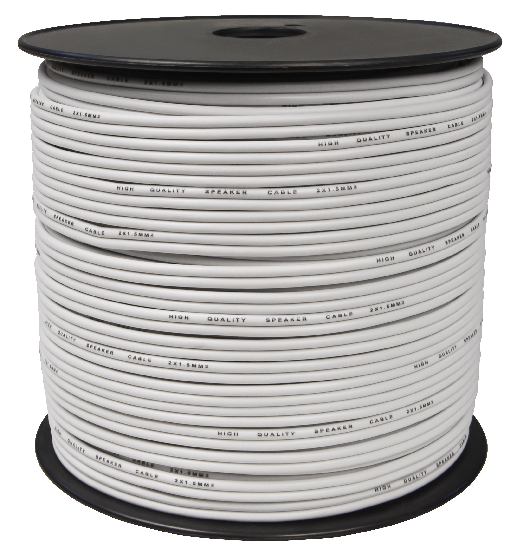 MANAX Lautsprecherkabel weiß 2x 1,50mm² – 100 Meter Spule | CCA-Kupfer Boxenkabel für klaren Sound bei HiFi, Heimkino und Car-HiFi mit Polaritätskennzeichnung