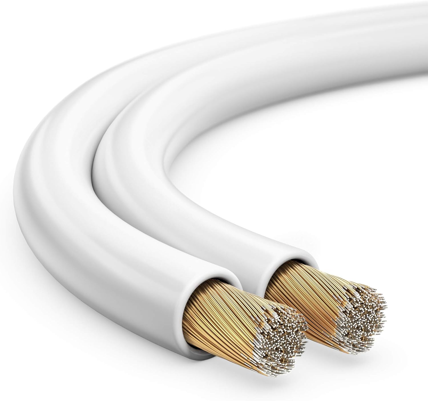 MANAX Lautsprecherkabel weiß 2x 1,50mm² – 100 Meter Spule | CCA-Kupfer Boxenkabel für klaren Sound bei HiFi, Heimkino und Car-HiFi mit Polaritätskennzeichnung