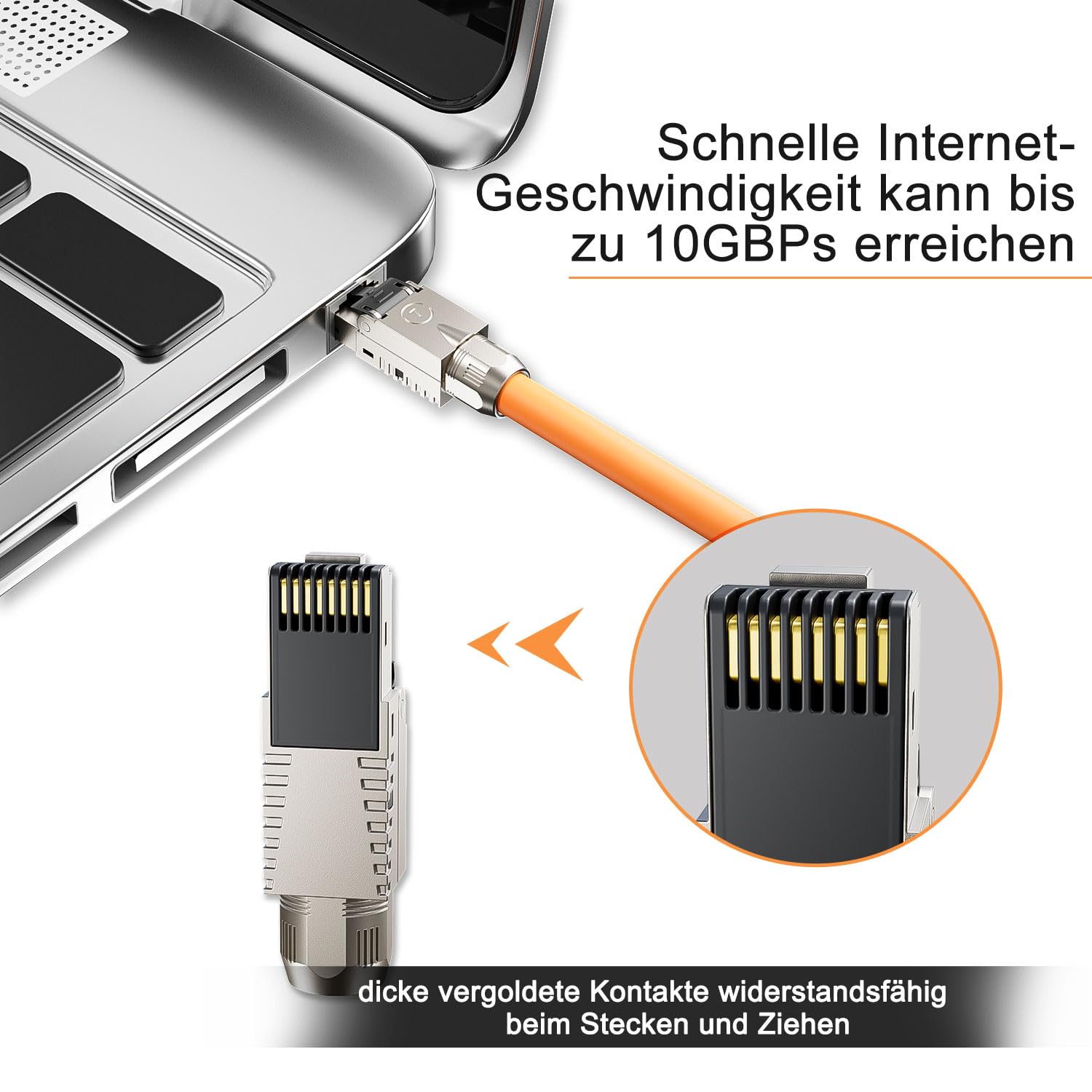 10 Gbps RJ45 CAT7 Netzwerkstecker LSA Geschirmt RJ45 Stecker Werkzeuglos für Verlegekabel 600MHz für Patchkabel Verlegekabel CAT7 CAT6A - 4 Stück