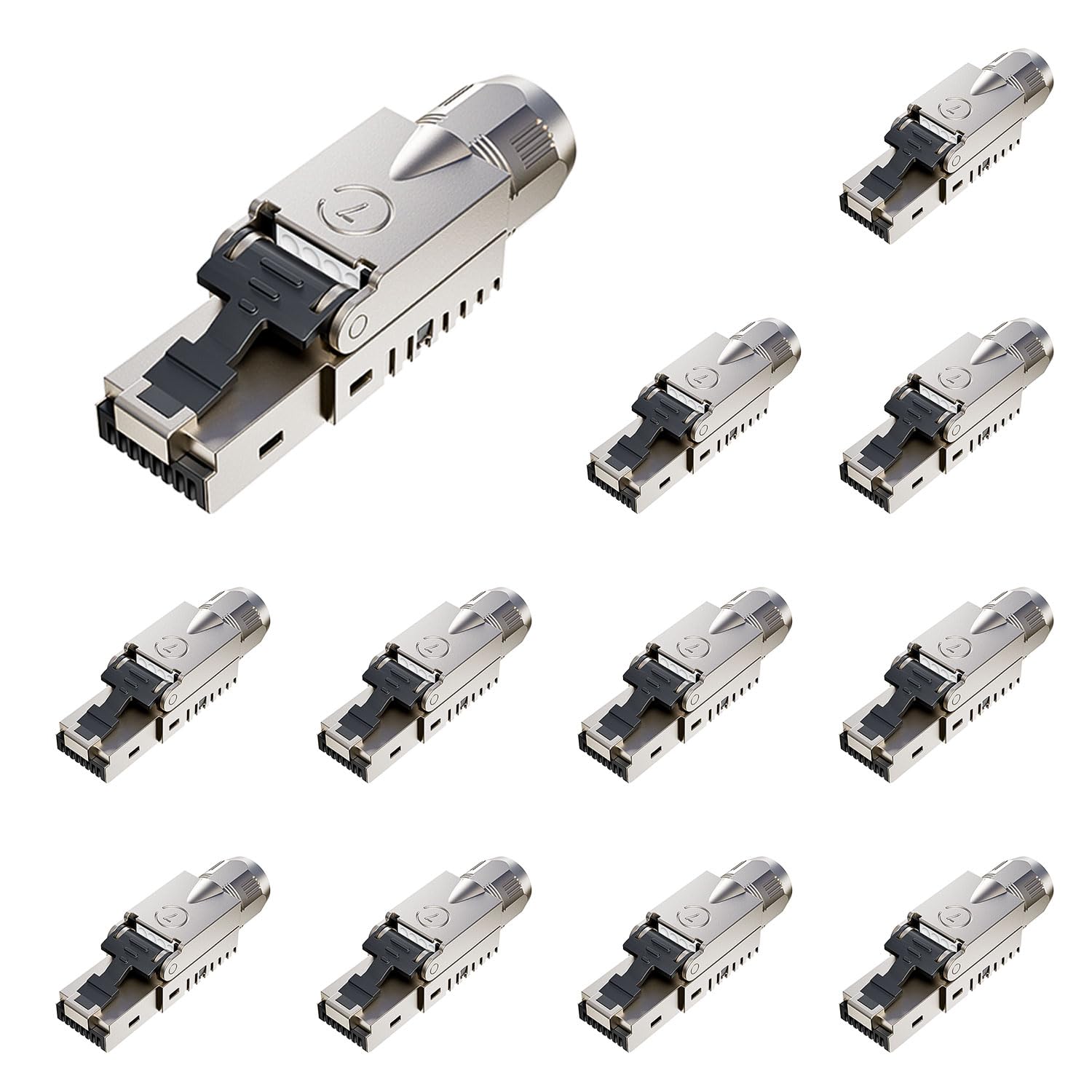 10 Gbps RJ45 CAT7 Netzwerkstecker LSA Geschirmt RJ45 Stecker Werkzeuglos für Verlegekabel 600MHz für Patchkabel Verlegekabel CAT7 CAT6A - 12 Stück