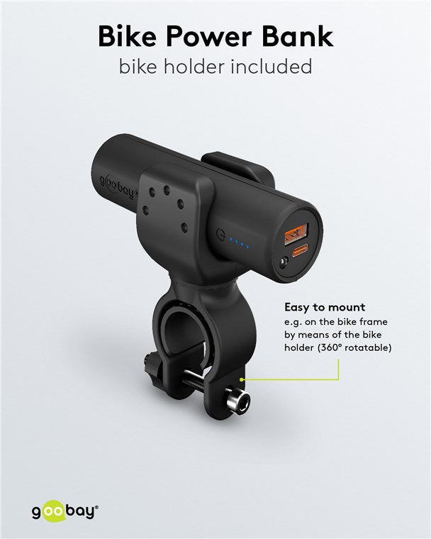 powerbank für elektrofahrrad Bike Powerbank 5.0 5000 mAh inkl. verstärkter Halterung für Fahrradlenker / Powerbank für Ebike / Externer Akku/Ladegerät mit Quickcharge & Power
