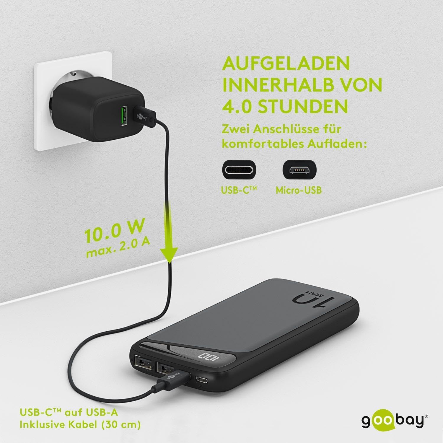 Powerbank Slimline 10.000 mAh / Externer Akku / Power Bank für Smartphone & Tablet
