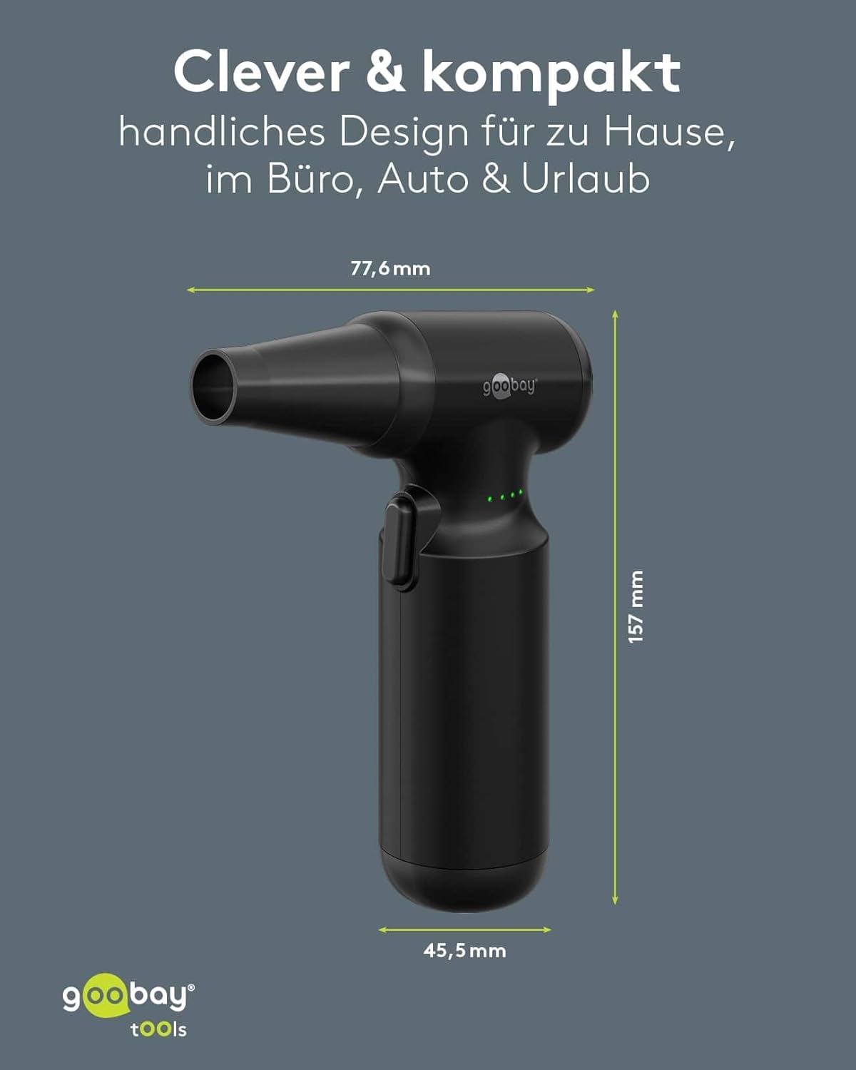 Staubgebläse Advanced mit 3 Stufen, 6.000 mAh Akku, 110.000 rpm, bis 80 min Betriebsdauer, inkl. 8 Aufsätze zum Entfernen von Staub auf Tastaturen, im PC, im Sofa, Autointerieur