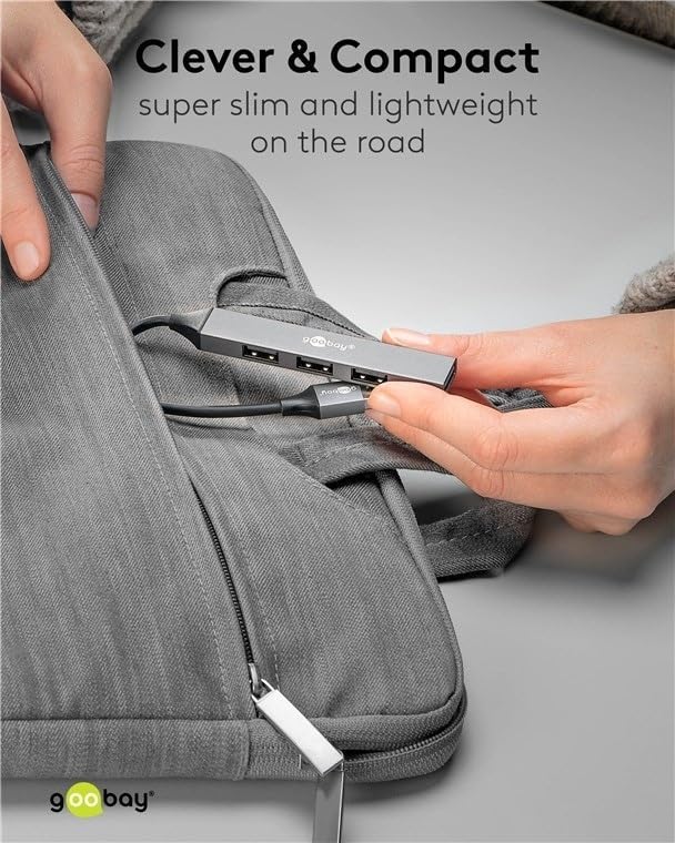 4-Port USB 3.2 Slim, Mehrfachstecker, Verteiler, 5 Gbits Splitter, Schlanker A zu 4-Fach A Multiport Adapter 3.0 Hub