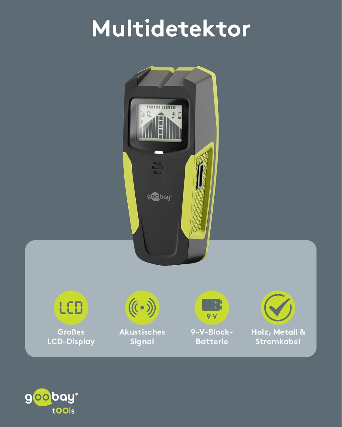 Multidetektor für Holz, Metall & Stromleitungen 3-in-1 Leitungssucher mit LCD-Display, Audio-Warnung & Auto-Kalibrierung – Wandscanner für Trockenbau, Decke & Boden