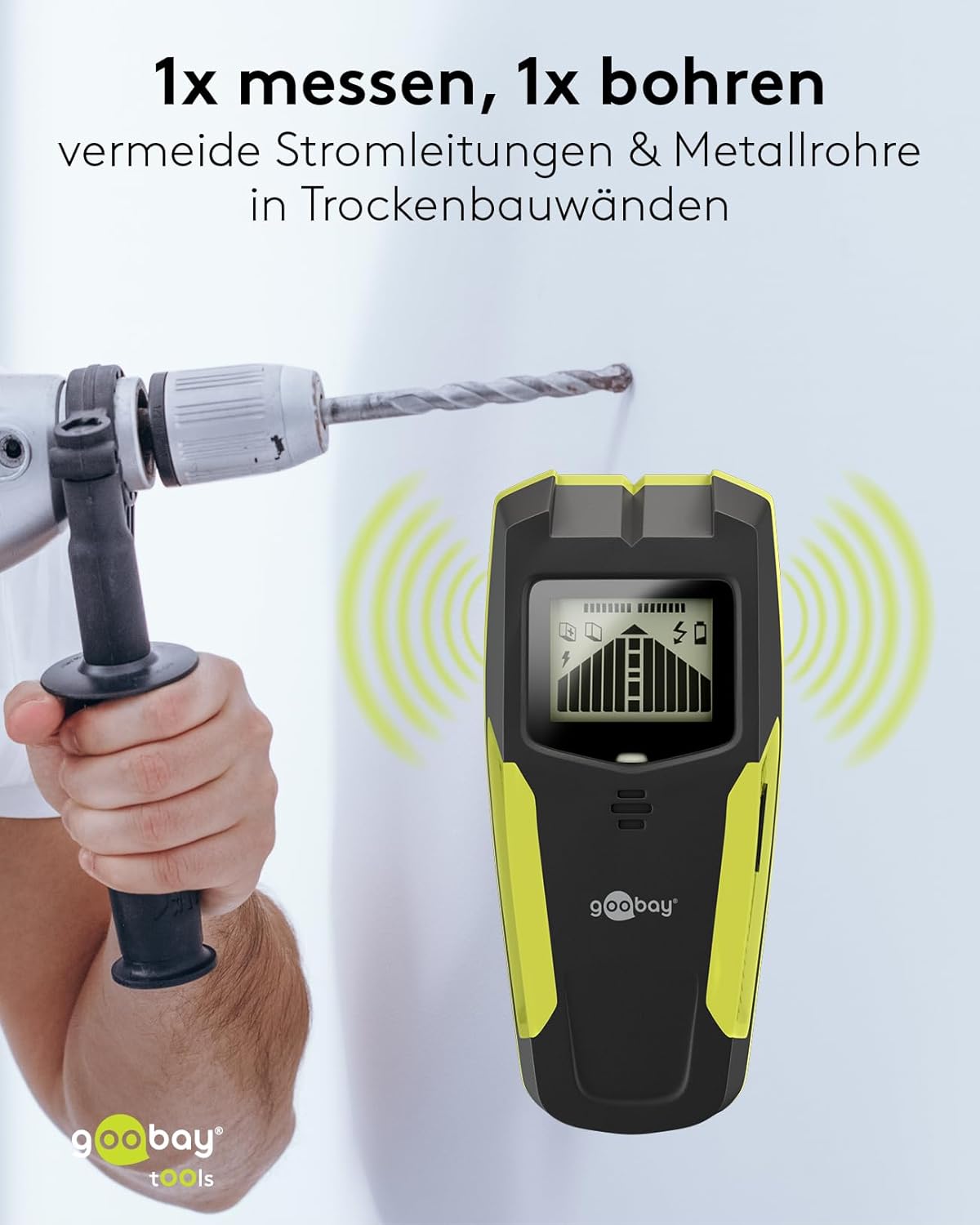 Multidetektor für Holz, Metall & Stromleitungen 3-in-1 Leitungssucher mit LCD-Display, Audio-Warnung & Auto-Kalibrierung – Wandscanner für Trockenbau, Decke & Boden