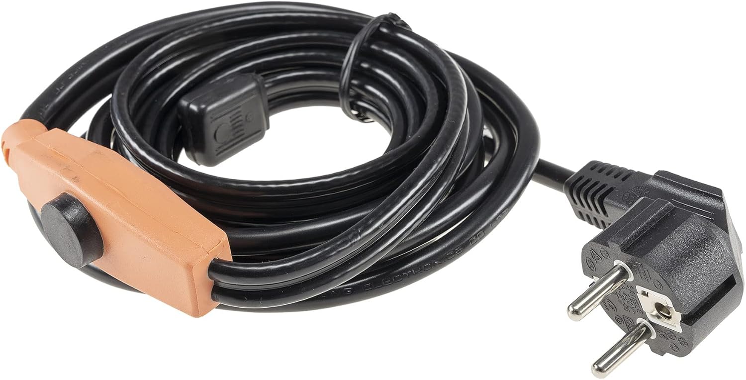 Frostschutz Heizkabel mit Temperaturfühler 2m Wärmekabel Anti Frost Kabel mit Schutzkontaktstecker für Wasserleitungen im Haus, Regenrinne, Pool, Teich