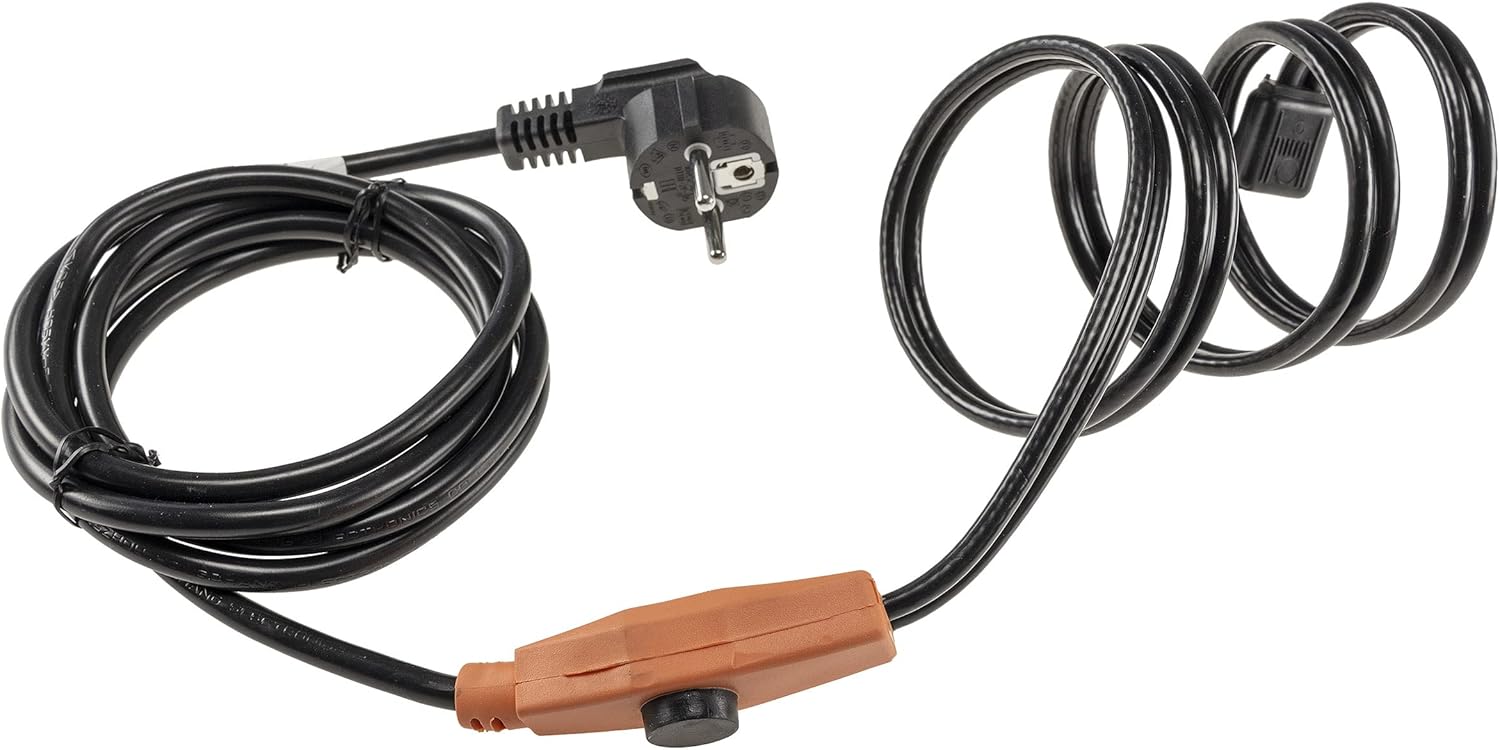 Frostschutz Heizkabel mit Temperaturfühler 2m Wärmekabel Anti Frost Kabel mit Schutzkontaktstecker für Wasserleitungen im Haus, Regenrinne, Pool, Teich
