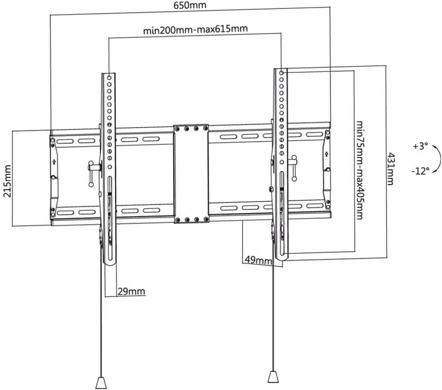 TV-Wandhalterung Pro TILT (L) 37" bis 70" (94-178 cm), 70 Kg, neigbar, seitliche Verschiebung, Schwarz