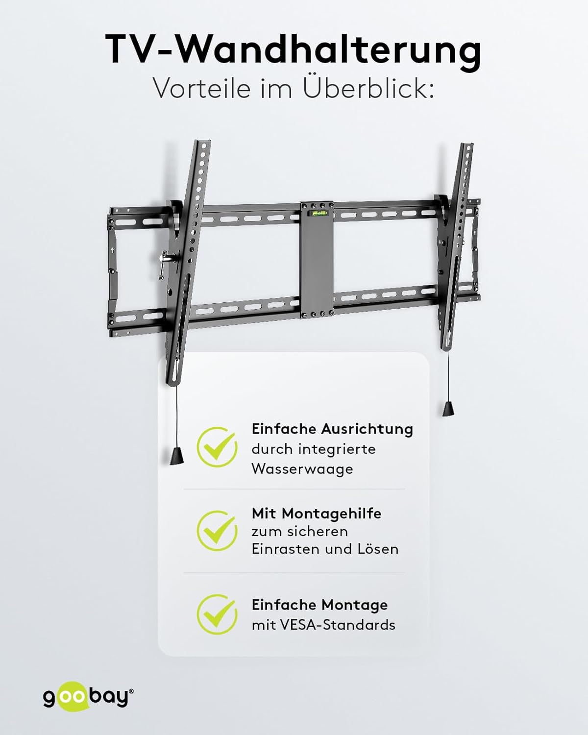 TV und Monitor Wandhalterung Pro (XL), neigbar (3 bis 12 Grad) und schwenkbar – 43 bis 100 Zoll LED-, LCD-, OLED-, Flache oder Gebogene Fernseher – 70 kg maximales Gewicht – Schwarz