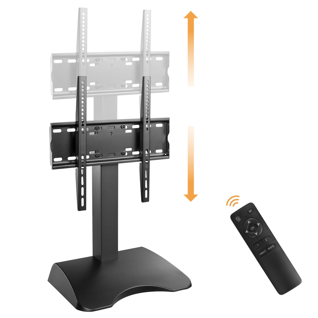 TV- Standfuß für Flachbildschirme 32“ - 65“ (81 – 165 cm), Motorisierte Höhenverstellung, Tragkraft 50 kg