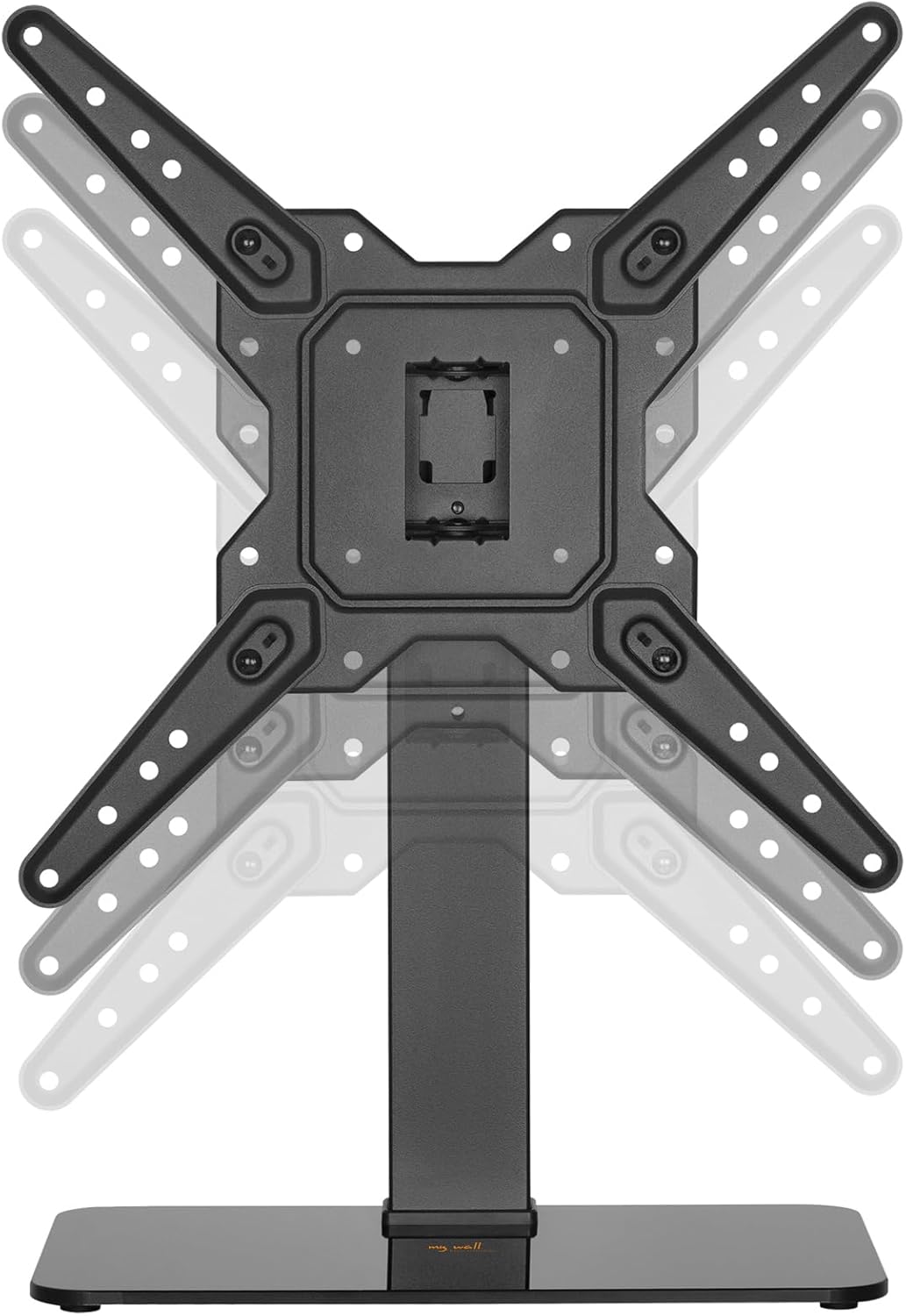 my wall Universeller TV Ständer - HP2HL, Fernsehständer für 23"–55" TV, Höhenverstellbar in 3 Stufen, Schwenken 70°, TV Standfuss mit Glasboden, für Tisch & Regal, Belastbar bis 40 kg