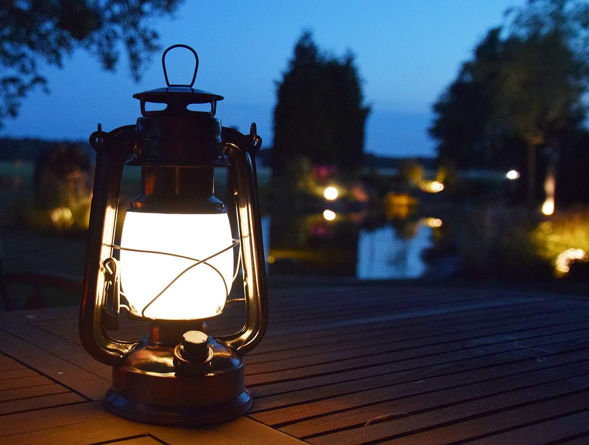 Campinglampe Akku USB-C wiederaufladbar 23cm Dimmbar Retro Gartenlaterne mit Bügel Warmweiß