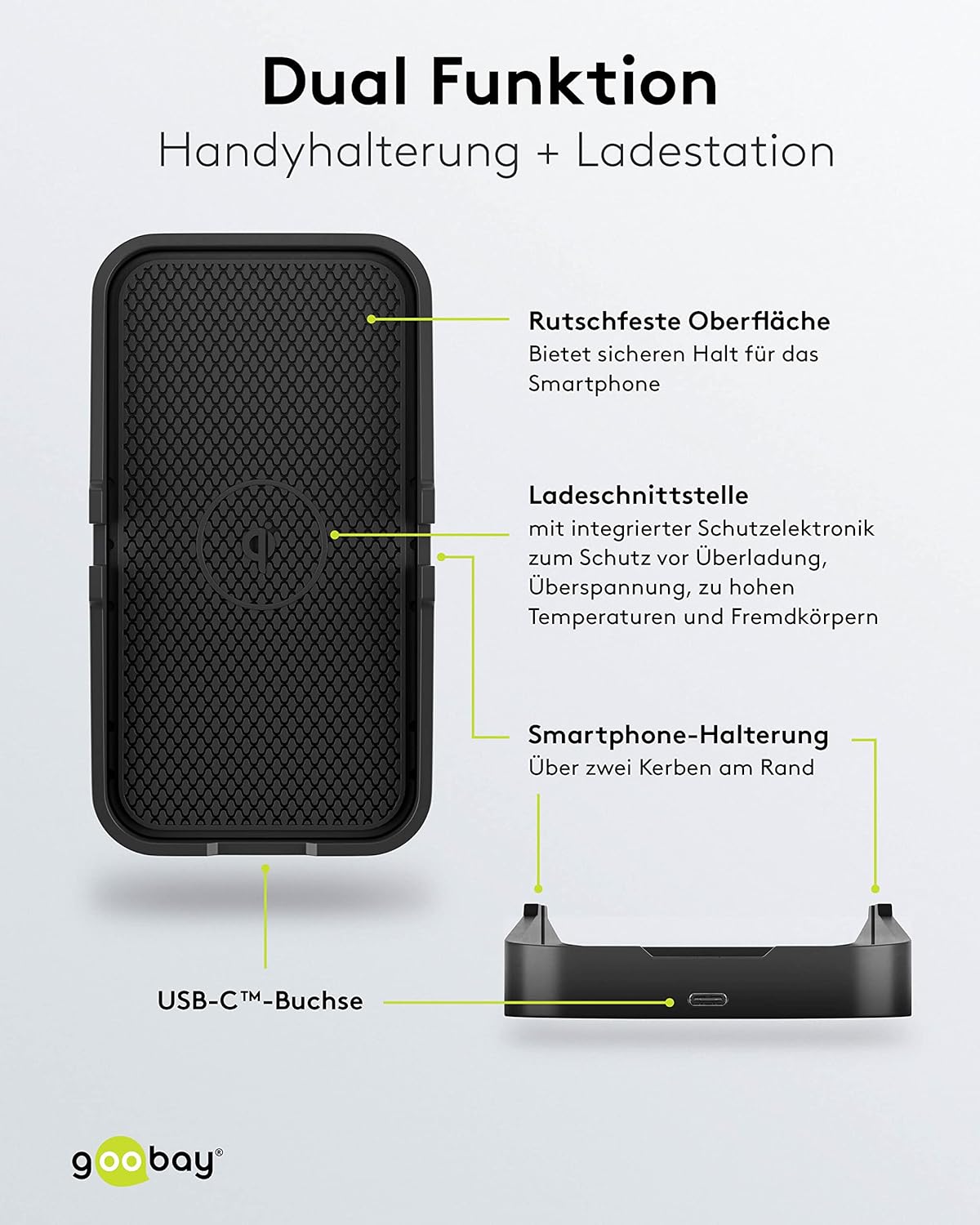 Kfz Wireless Charger 15W Qi Ladestation / kabelloses Ladegerät 15W / Induktive Ladestation Auto / Induktionsladegerät mit Handyhalter
